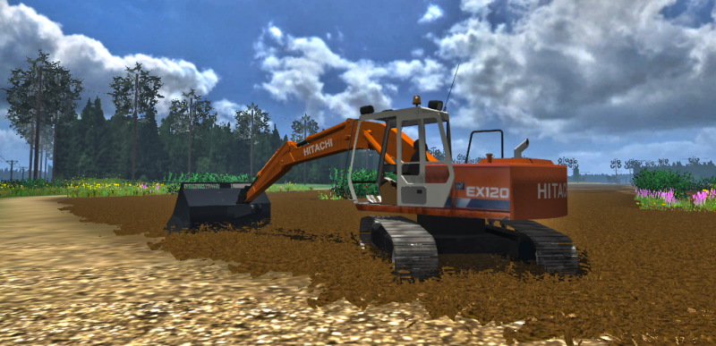 Tuommonen oli nevan reunalle ilmestyny. Liekö kuormaushommia tiedossa?
Hitachi EX120
